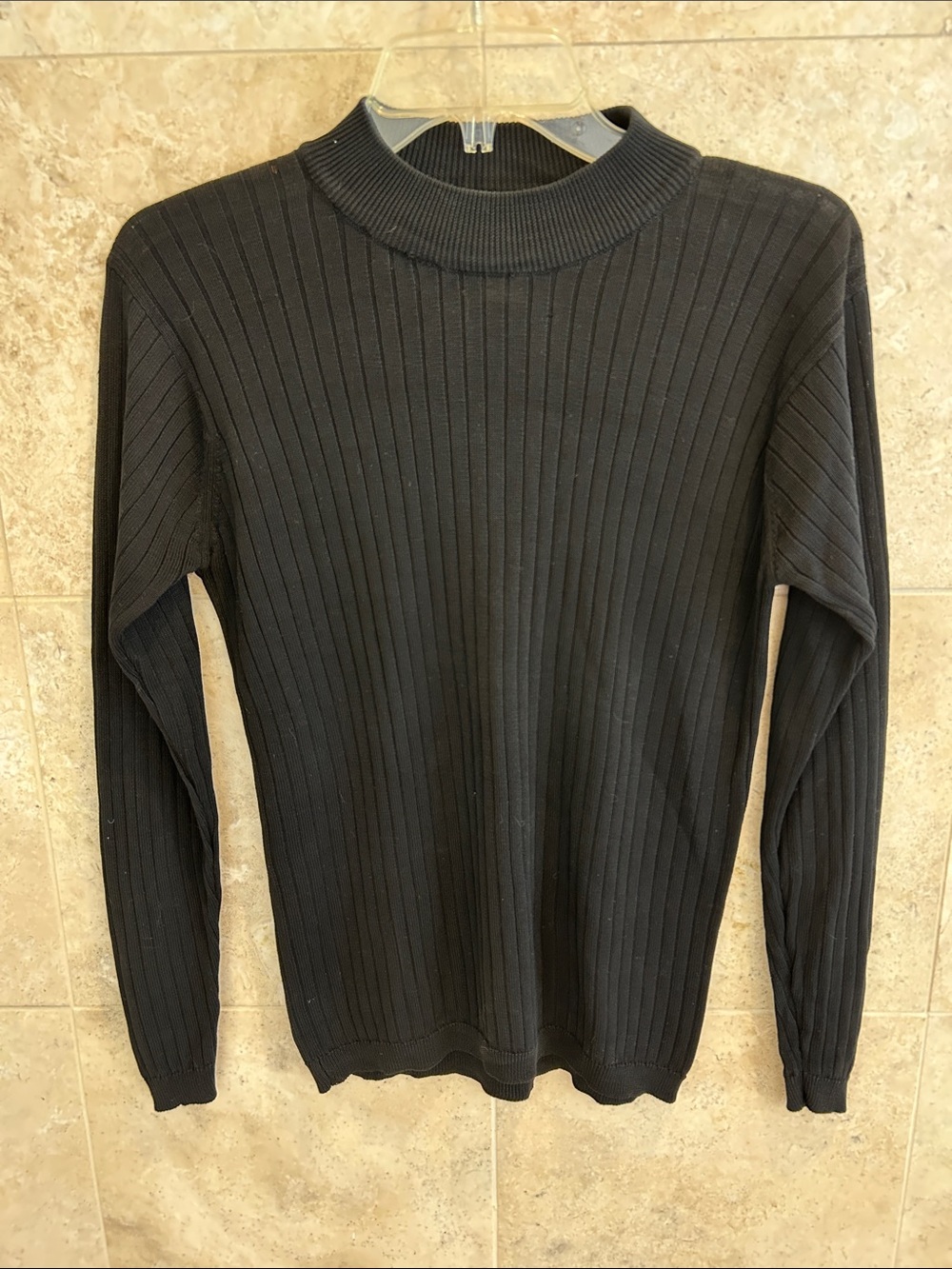 Women’s Black Ribbed Mock Turtleneck Sweater